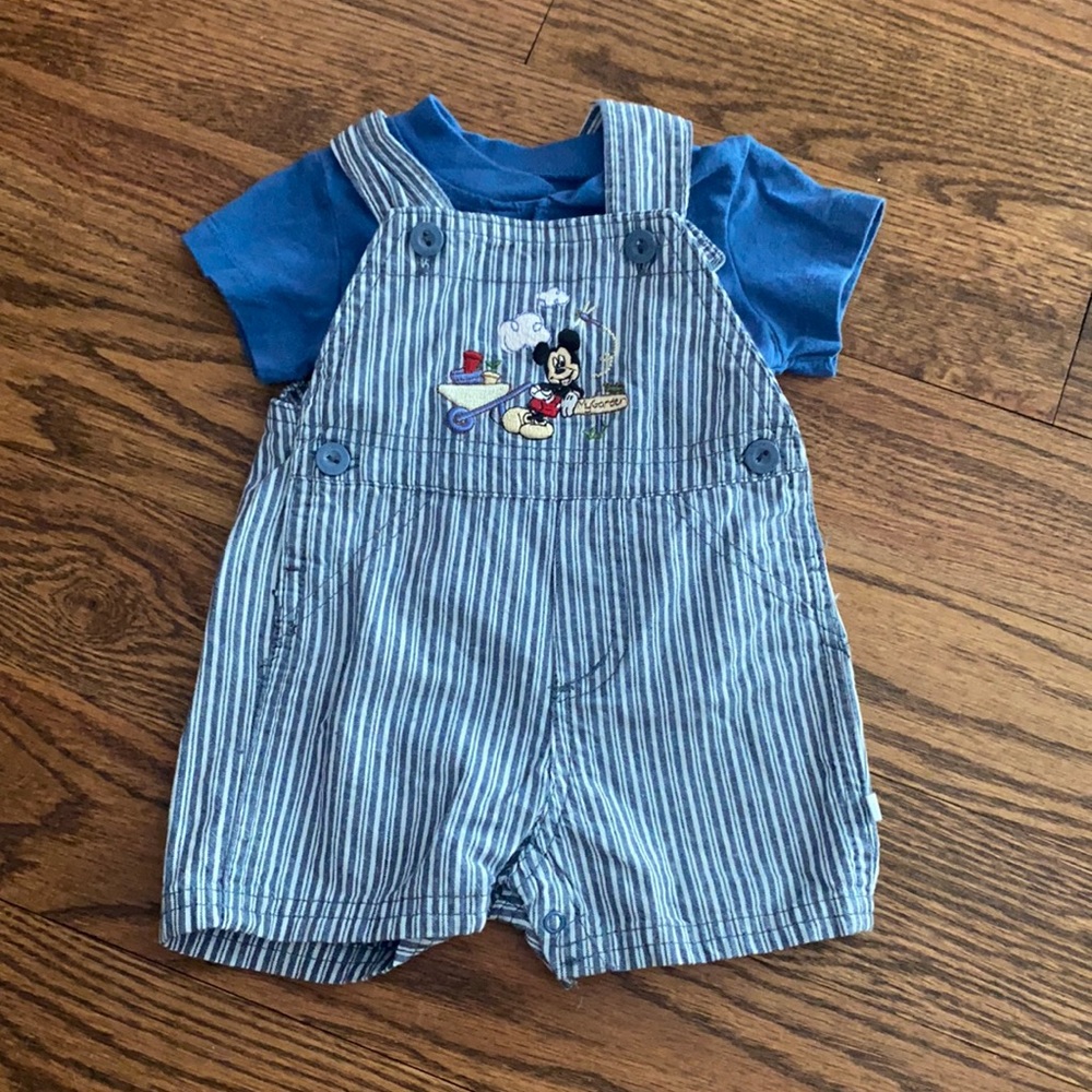 Disney baby pin- striped overalls